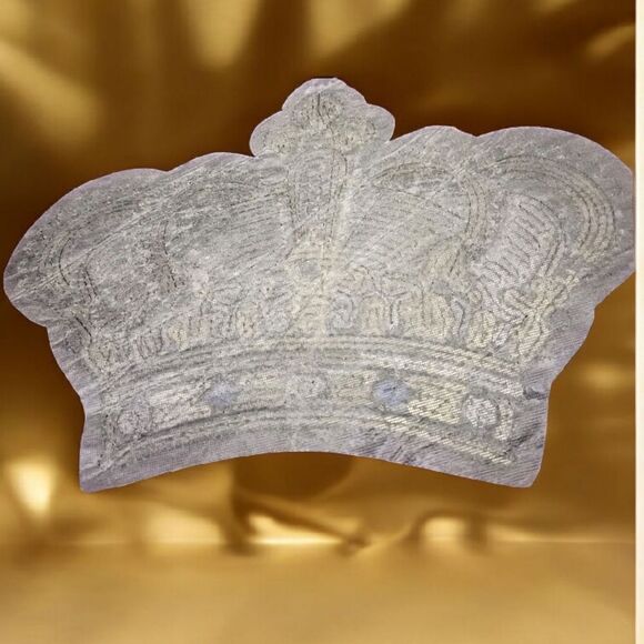 LARGE SILVER & GOLD Shiny SEQUIN CROWN EMBROIDERY PATCH - Royalty MOTIF Sequined - Picture 2 of 9